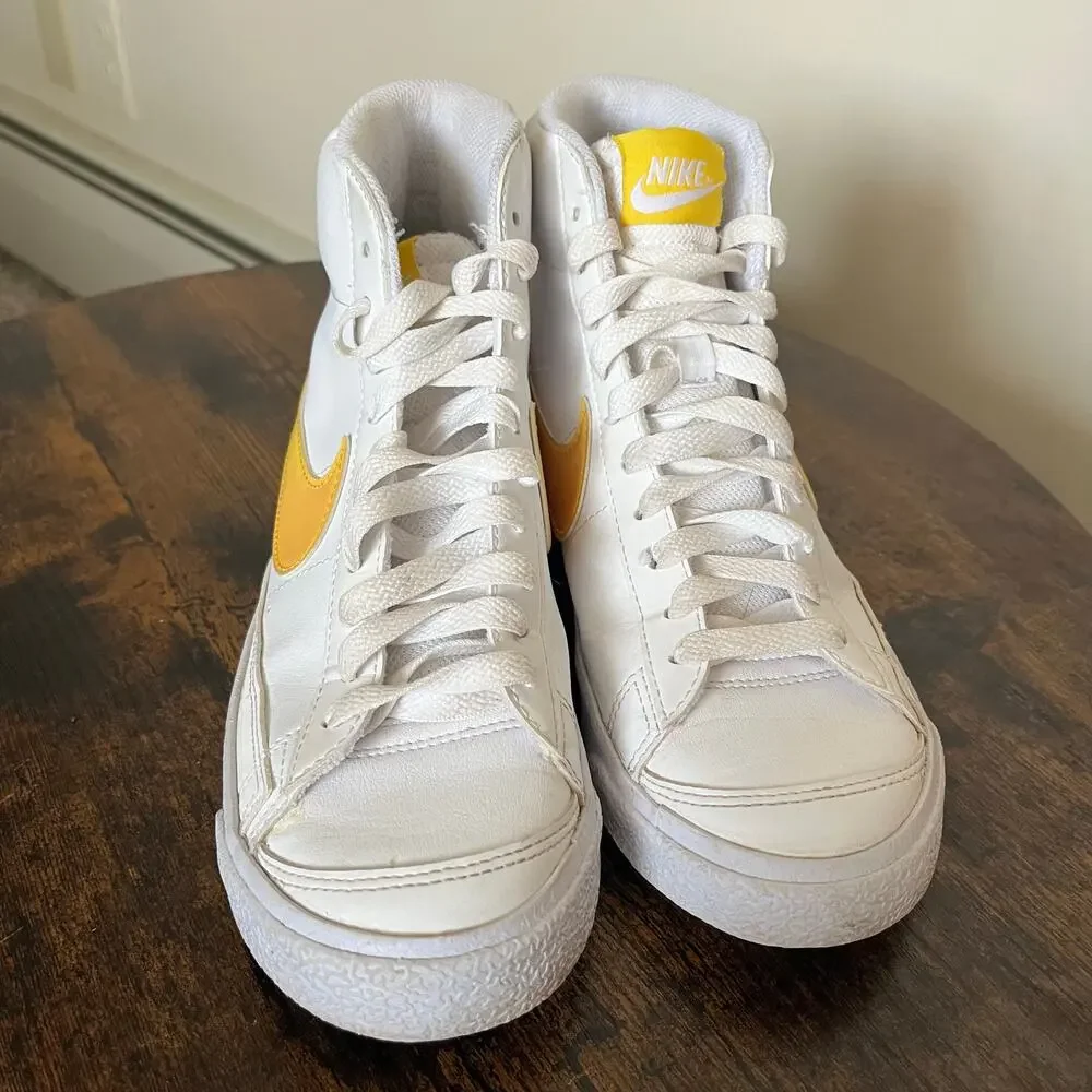 Nike Shoes Blazer Mid Sneaker Next Nature Lace Up White Yellow‎ YOUTH 5